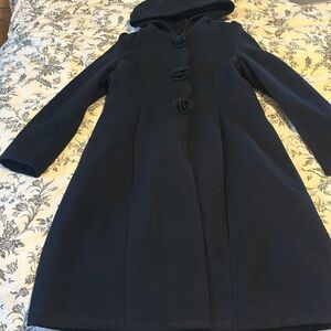 Rothschild Navy Blue Rosette Hooded Coat